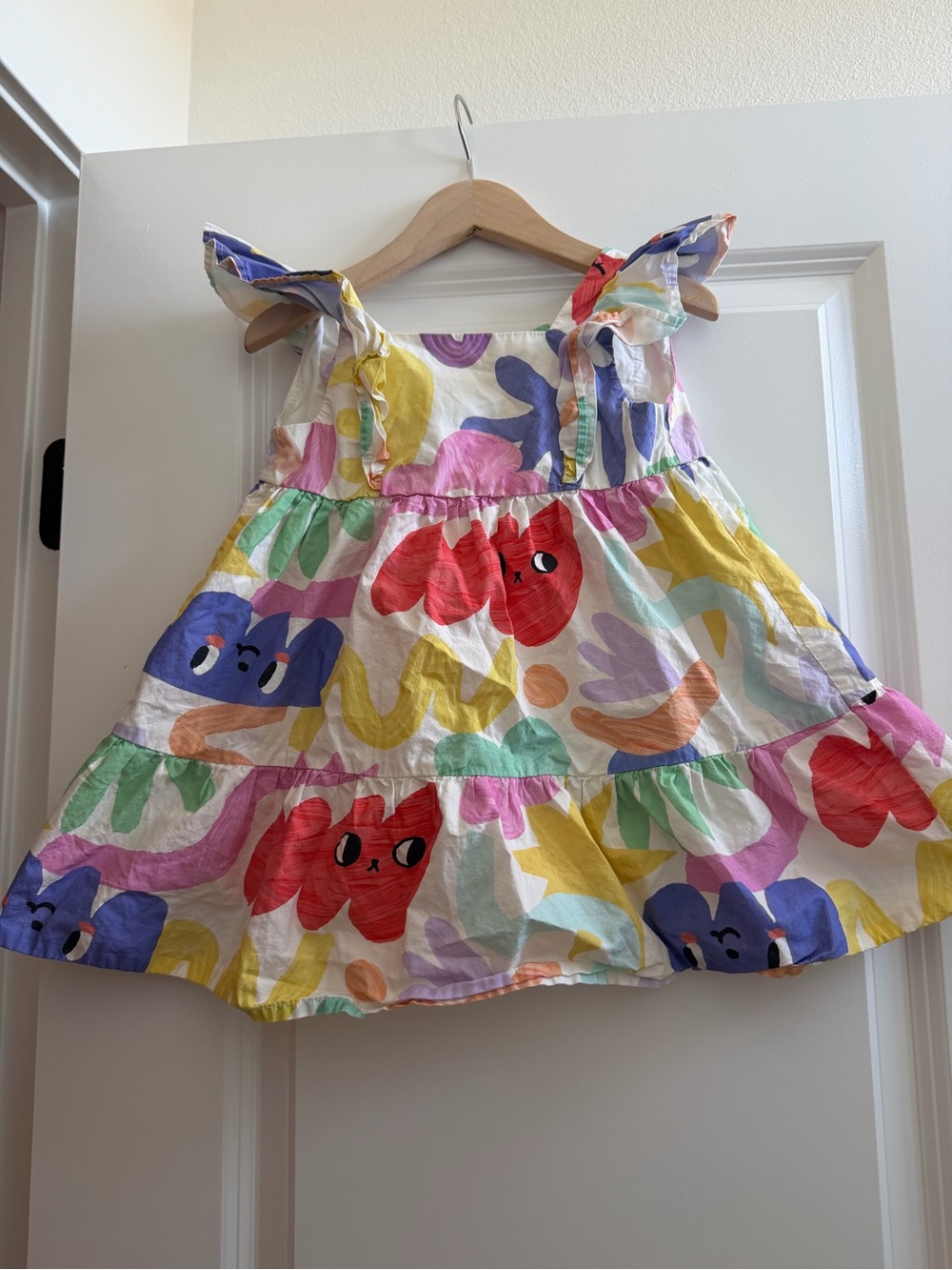 Girls' Multicolor Cartoon Floral Tiered Sundress